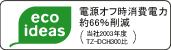 電源オフ時消費電力約66%削減(当社2003年度TZ-DCH300比)