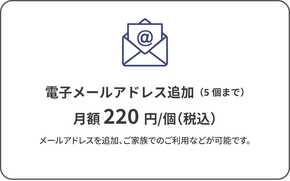 電子メールアドレス追加（5個まで）
