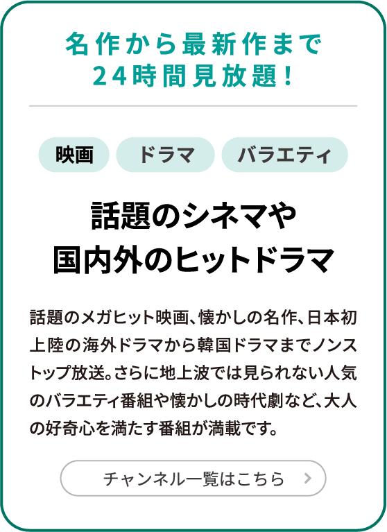 話題のシネマや国内外のヒットドラマ